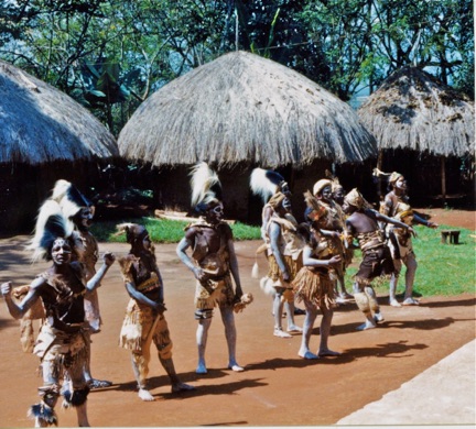 Kikuyus in full body paint waiting for tourists