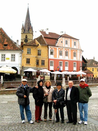 The Gang of Six on the Small Square of Sibiu, Romania
